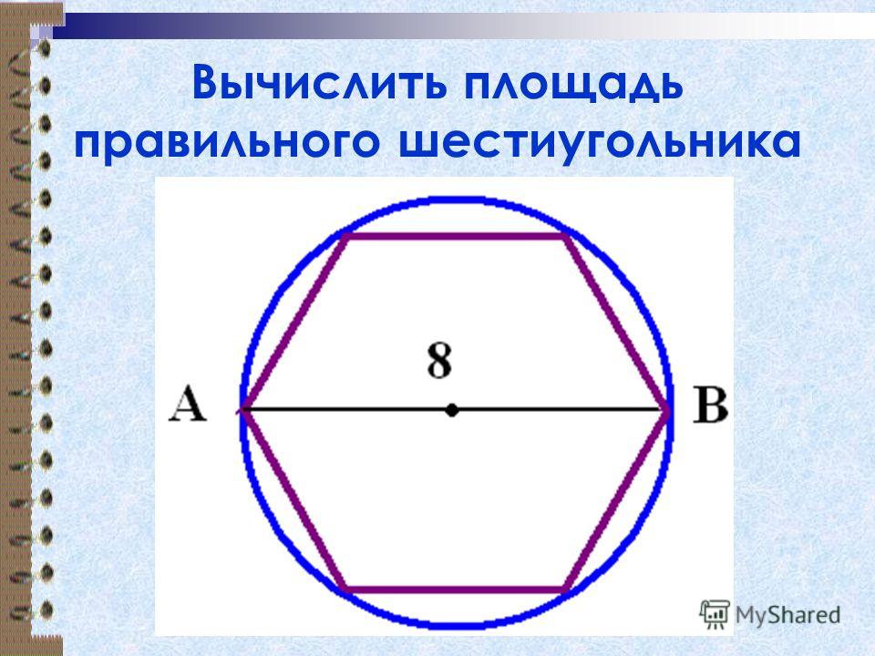 Площадь шестиугольника со стороной 6