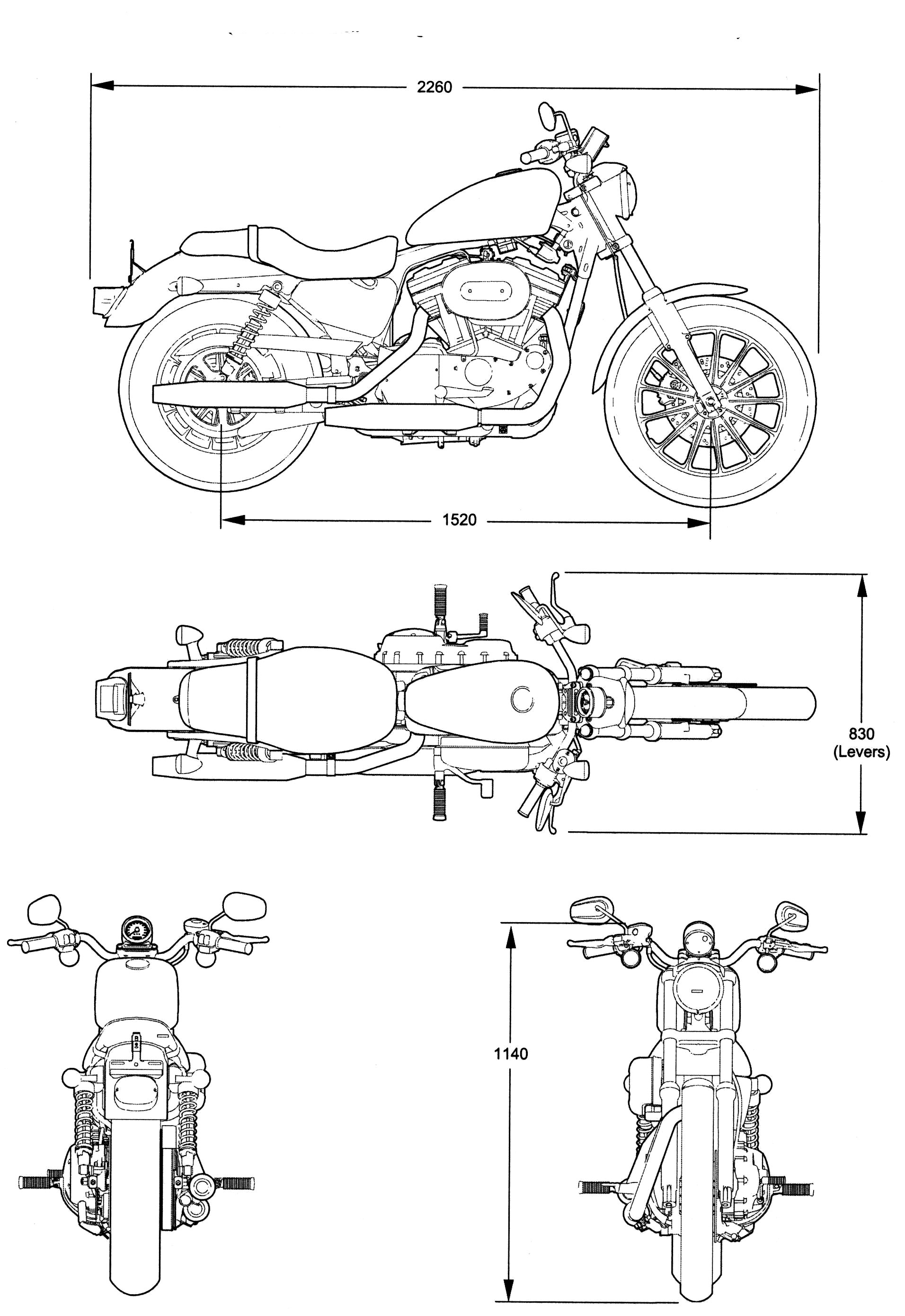 Чертеж мотоцикла Харлей Дэвидсон