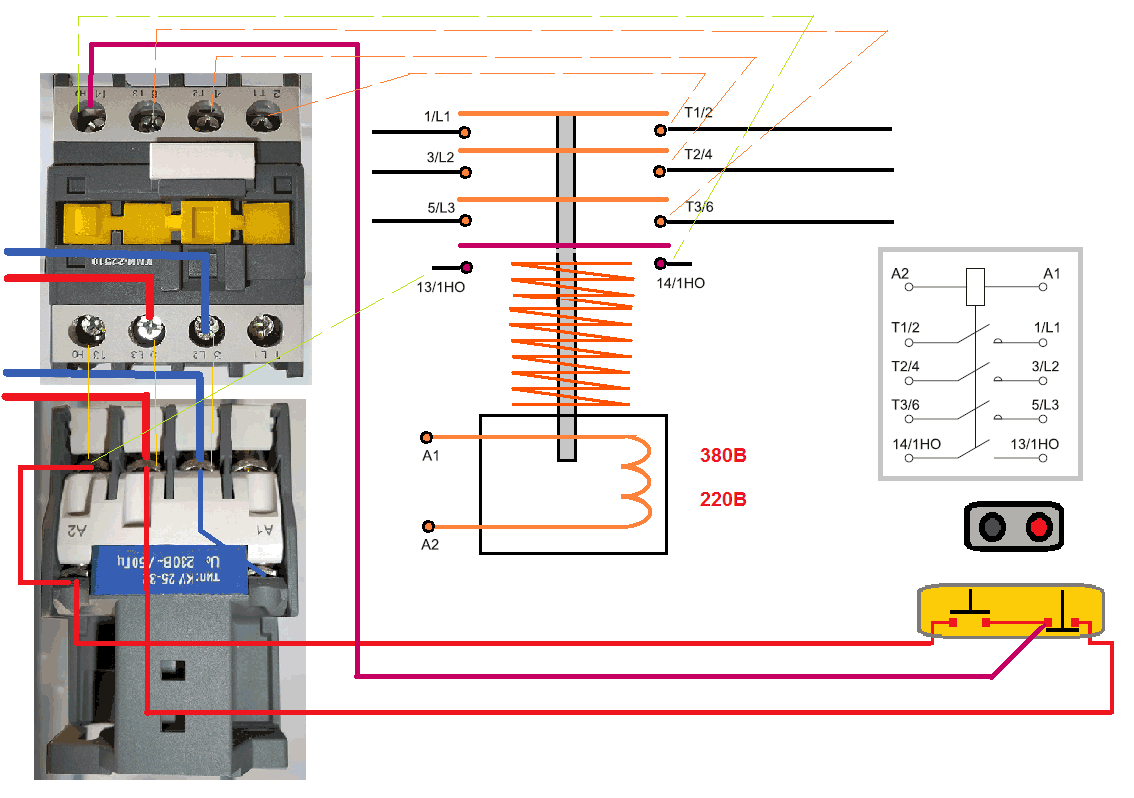Схема подключения двигателя через пускатель с кнопкой пуск стоп: 5 схем .