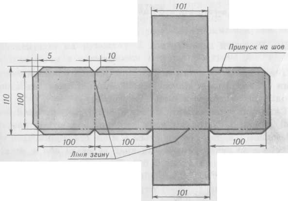 Чертеж коробки из жести