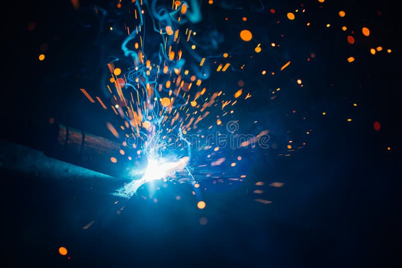Artistic welding sparks light. Industrial background stock image