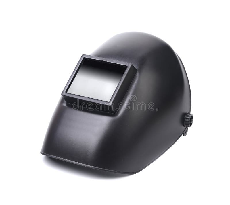 Close up of welding mask. Isolated on a white background stock photo