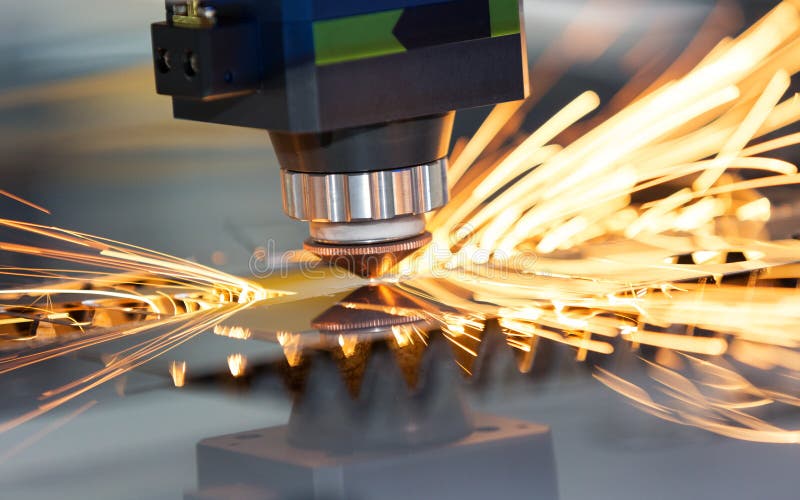 High precision CNC laser welding metal sheet. High speed cutting, laser welding, laser cutting technology, laser welding machine royalty free stock photography