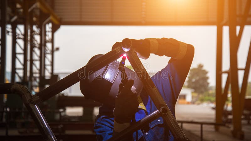 Pipe welding. On the pipeline construction royalty free stock image
