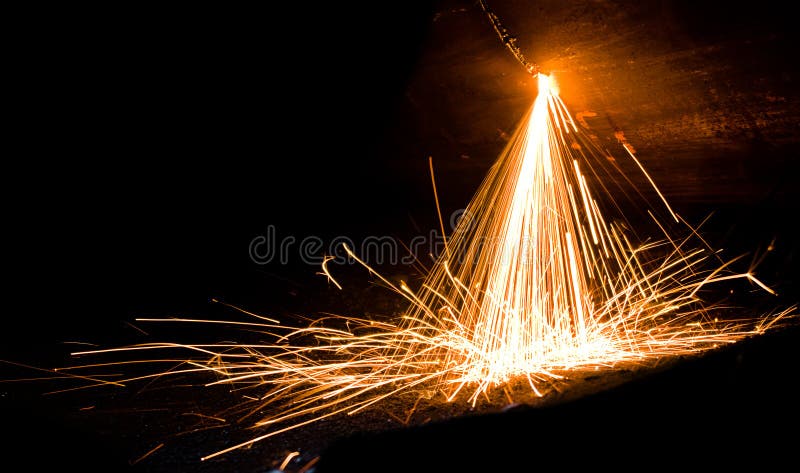 Sparks from welding. Of metal stock image