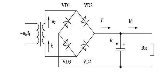Схема мостового выпрямителя с емкостным фильтром