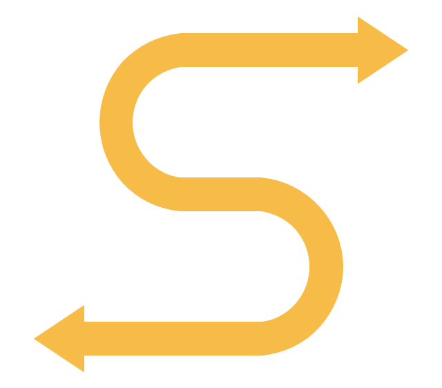 S-shaped arrow, s shaped arrow,