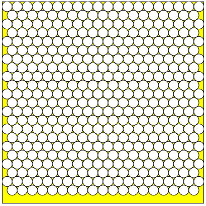 Number of circles within a rectangle - triangular pattern